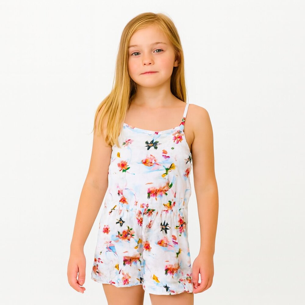 Emma Jayne x H&M Girls Hawaiian Print Cotton Romper Size 8-10 Tie Straps